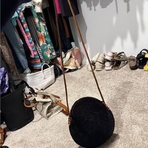 Elegant Black Woven Crossbody Bag